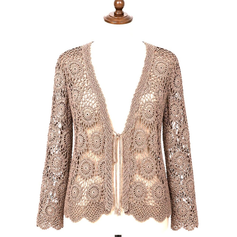 Crochet Tie Front Women’s Cardigan Size M